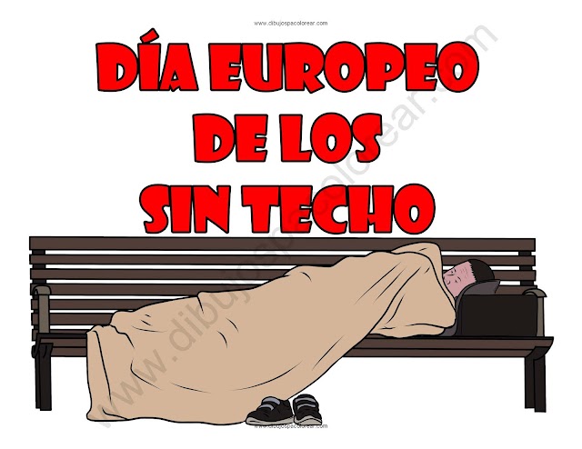 Día Europeo de los Sin Techo dibujo a color y para colorear